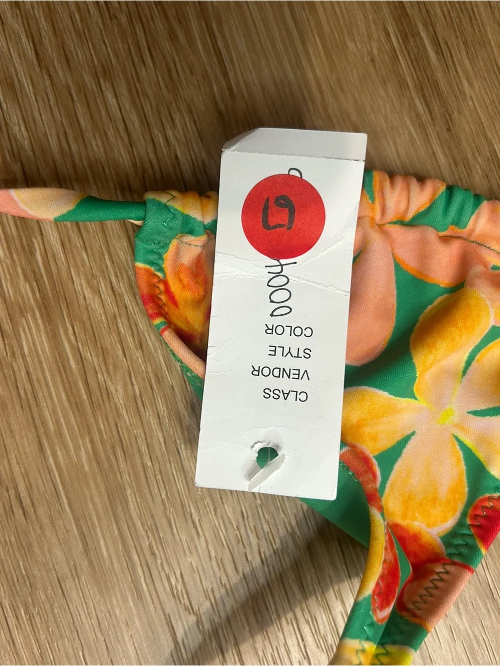 PacSun Green Floral Triangle Bikini Top with Peach & Yellow Blooms